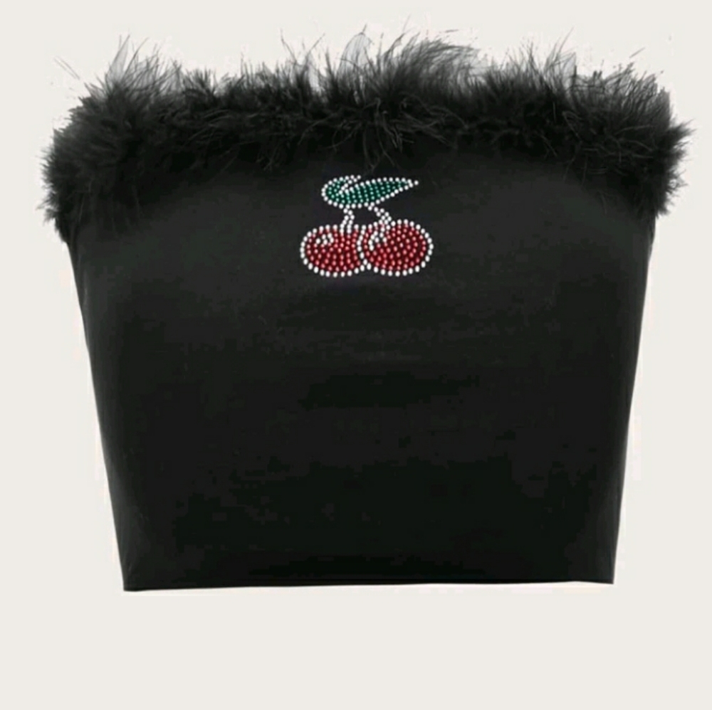 Trim Rhinestone Front Bandeau Top